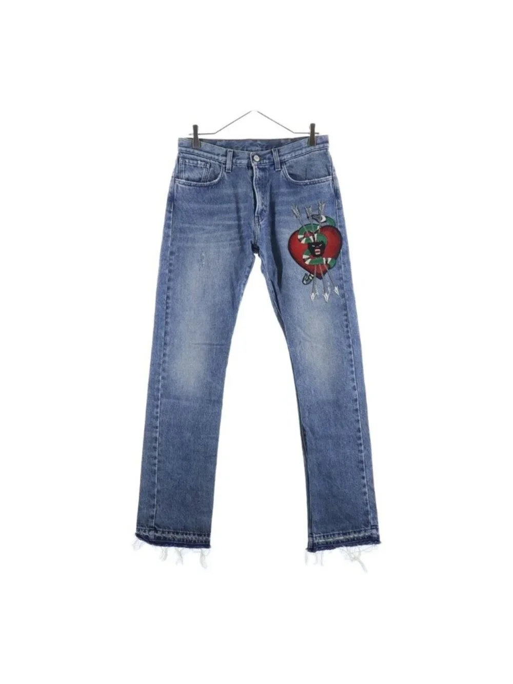 Gucci Embroidery Straight Denim Pants Indigo